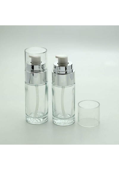 Boş Krem ve Losyon Şişesi 40 ML 5 Adet Şeffaf Gri Kapaklı Boş Şişe