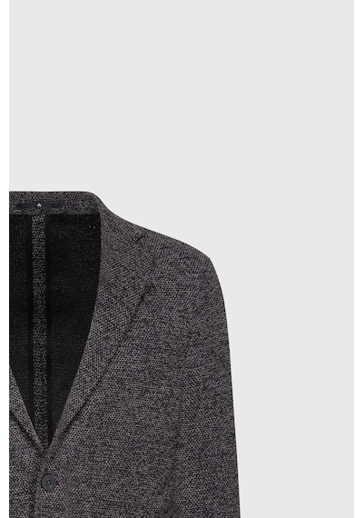 AC&Co / Altınyıldız Classics Erkek Sıyah Slim Fit Dar Kesim Mono Yaka Armürlü Torba Cepli Ceket Siyah