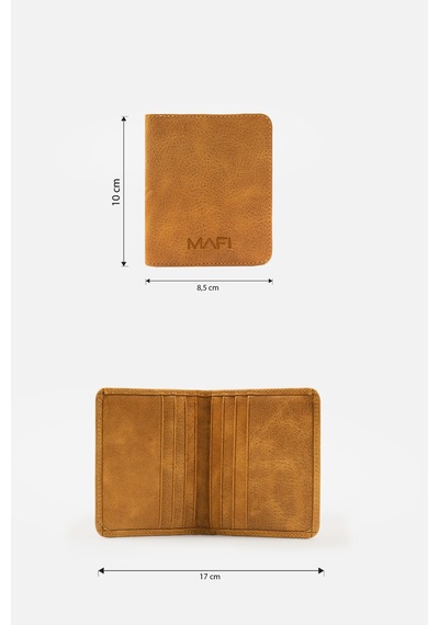Mafi Gerçek Deri Cepli Açılabilir Kartlık 8 Kart Bölmesi, 2 Kağıt Para Gözü, El Yapımı Unisex Camel