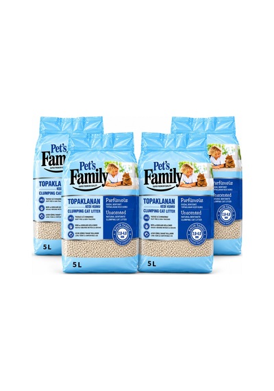 Pets Family Topaklanan Kedi Kumu Parfümsüz Kalın 5 L X 4 Ad 20 Kg