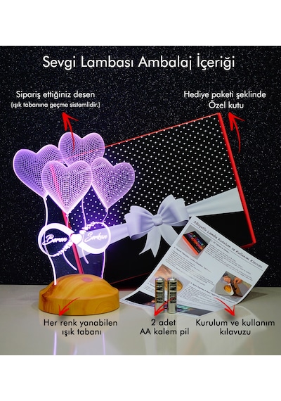 3D Led Lamba 3 Boyutlu Kara Kartal Kişiye Özel Hediye Gecelambası