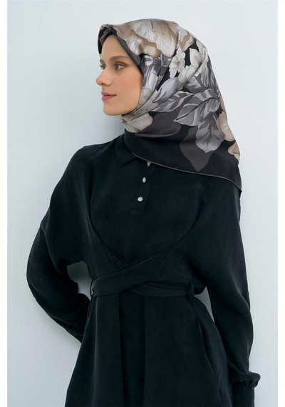 Armine İpek Eşarp 2026 Yaz - 9529-86 Siyah Twill