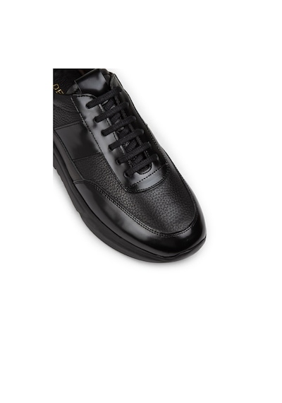 Deery Hakiki Deri Siyah Erkek Sneaker Ayakkabı - 01963Msyhe01 Siyah