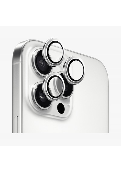 Safeus Safir Temperli Kamera Lens Koruyucu Apple Uyumlu iPhone 16 Pro Max İle Beyaz