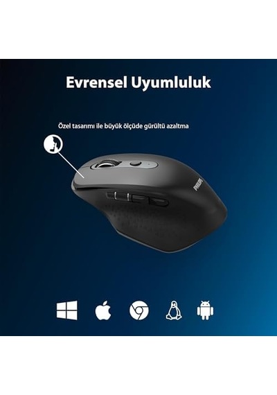 Spk7818 3200 Dpı 8 Tuşlu Dual Mod Bluetooth Ve 2.4g Kablosuz Ergonomik Sessiz Mouse Siyah