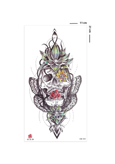 Bearpear Kurukafa Tasarım Geçici Dövme, Üniseks Dövme Tattoo