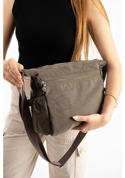 Baginn Kadın Postacı Çanta Hafif Klinkır Kumaş Çok Cepli Çapraz Askılı Omuz Çantası 28 24 Cm Günlük Çanta Kahverengi