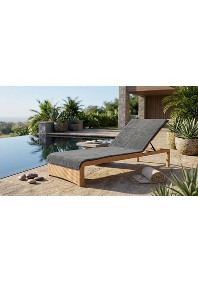 Kobehome%100 Pamuk Şezlong Havlusu Gri - Lacivert 80x200 Cm Açık