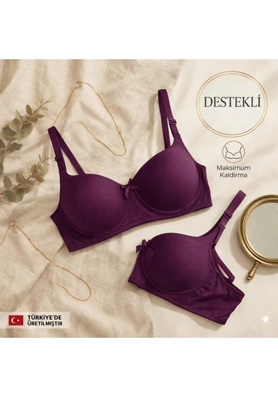 Wınneraın Kadın Mor Destekli Dolgulu Balenli Sütyen