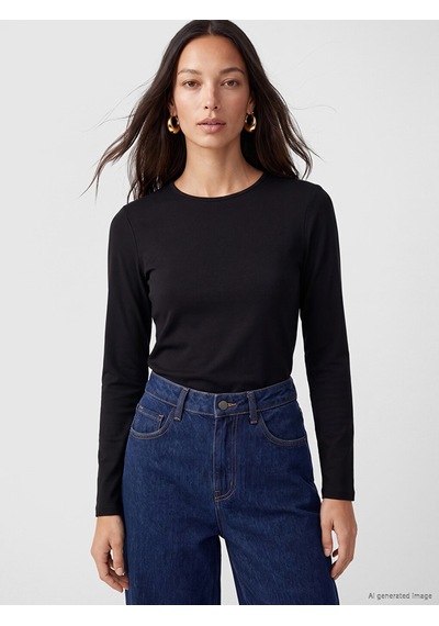 Lcw Everyday Siyah Bisiklet Yaka Kadın Body