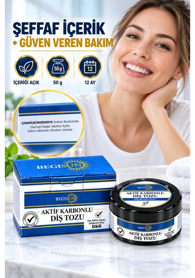 Aktif Karbonlu Diş Tozu Doğal Ağız Bakımı 50 G Yeni Nesil Beyazlık