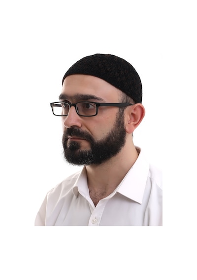 Siyah Kahve Hasır Desen Kışlık Kadife Namaz Takkesi