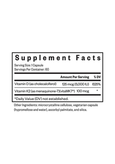 Vitamins D3 And K2, 60 Capsules