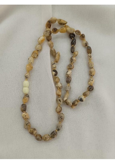Kolye Damla Kehribar Amber Doğaltaş Yetişkin Kolyesi Kahverengi