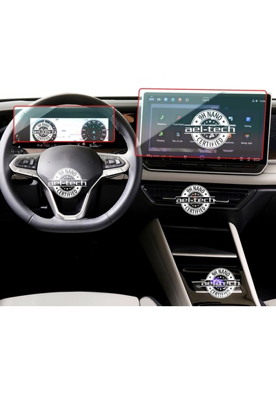 Volkswagen Tayron Uyumlu 10 İnç Dijital Gösterge,12,9 İnç Navigasyon 9h Nano Ekran Koruyucu 2li Set 001