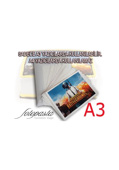 A3 Yenilebilir Şekerli Hamur Kağıt 12li Paket