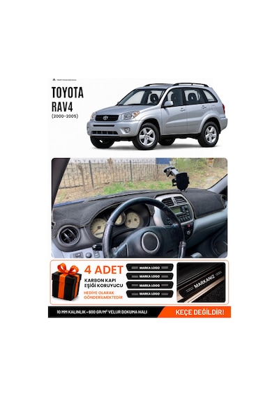Toyota Rav4 2000-2005 Uyumlu Torpido Koruma, Torpido Örtüsü, Torpido Kılıfı - Siyah