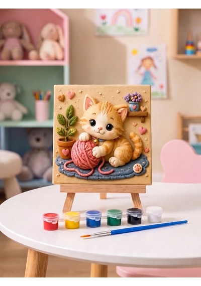 Kedi Figürlü 15x15 Taş Boyama Seti Çocuk Ve Yetişkin Hobi Seti