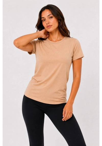 Wear Vexel Kadın Basic Tişört Bisiklet Yaka Kısa Kol Günlük Yazlık Slim Fit T-shirt - Bej Bej Wear Vexel Kadın Basic Tişört Bisiklet Yaka Kısa Kol Günlük Yazlık Slim Fit T-shirt - Bej Bej