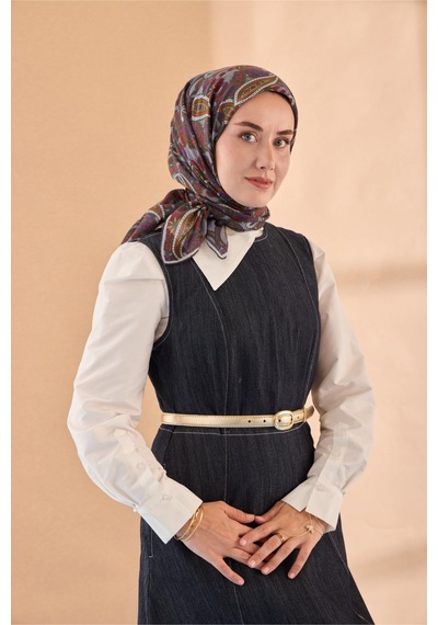 Silk Home Yaz Esintisi Eşarp 150002-13 Gri, Mor, Parlak Turuncu, Fıstık Yeşil