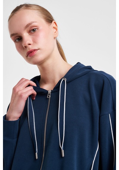 Lescon Kadın Fermuarlı Kapüşonlu Sweatshirt 25n-2113 Lacivert