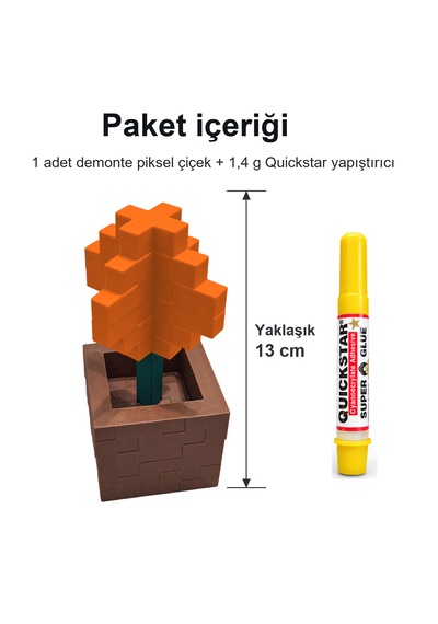 Piksel Alyum Biblo - 3d Baskı, Minecraft Esintili Turuncu