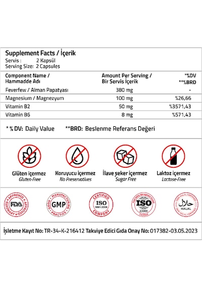 Feverfew 380 Mg 30 Capsules