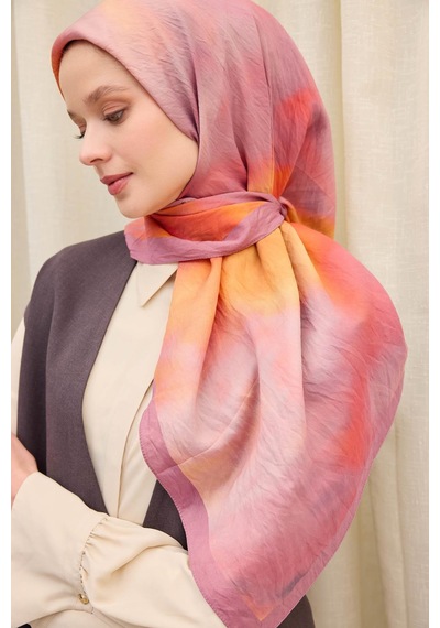 Silk Home Velora Eşarp Sis Desen Gül Kurusu 90x90 Çok Renkli