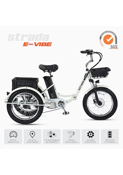 Stradacycles E-VIBE Hidrolik Disk Üç Tekerlekli Elektrikli Bisiklet