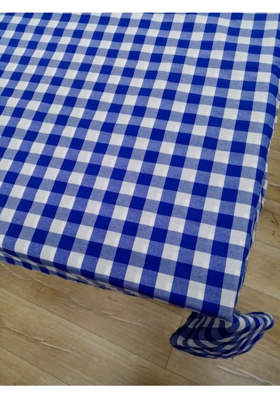 Hayat Home Mavi Kareli Zefir Kumaş Masa Örtüsü Sofra Örtüsü