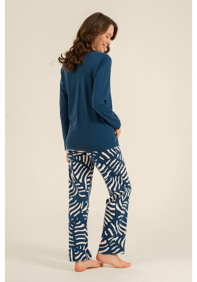 Arnetta Kadın Good Things Are Coming Lacivert Uzun Kol Pijama Takım Ar3765-s-v1 Ar3765-s-v1