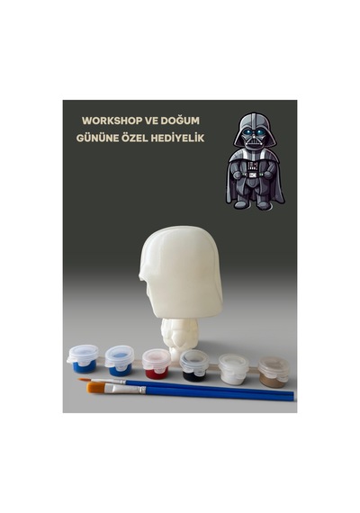 3d Darth Vader Figür Boyama Seti - Kendin Boya Hobi Ve Etkinlik Seti - Akrilik Boya + 2 Fırça