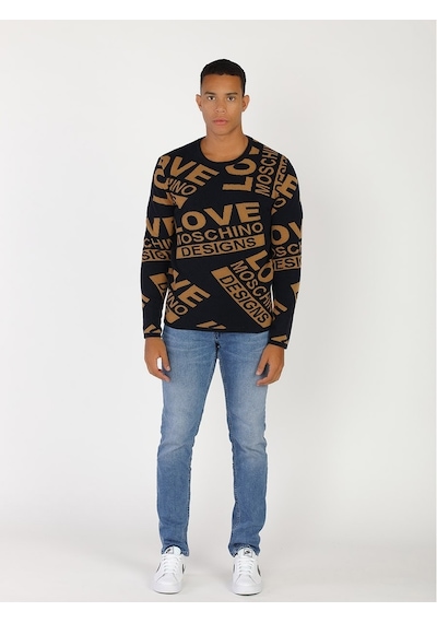 Moschino Moschıno Erkek Kazak /M.Lov.2019.6494 Laci-Kahve Lacivert