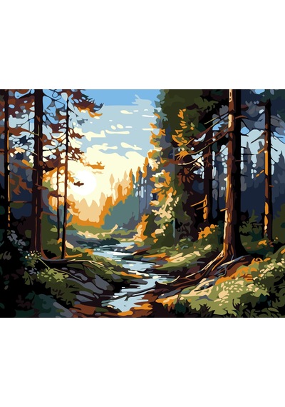 Sayılarla Boyama Numaralı Tuval Seti Boya Fırça Dahil 40x50 Cm Işığın İzinde