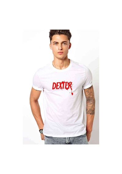 Dexter Red Logo Baskılı Beyaz Erkek Tshirt