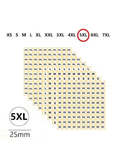 5xl Yapışkanlı Çapı-25mm Yuvarlak Beden Etiketi 210 Adet 200 Adet