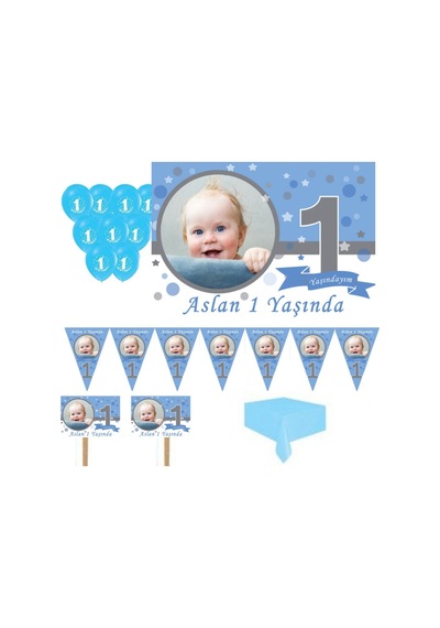 1 Yaş Pırıltı First Birthday Doğum Günü Süsleri, Parti Setleri Er