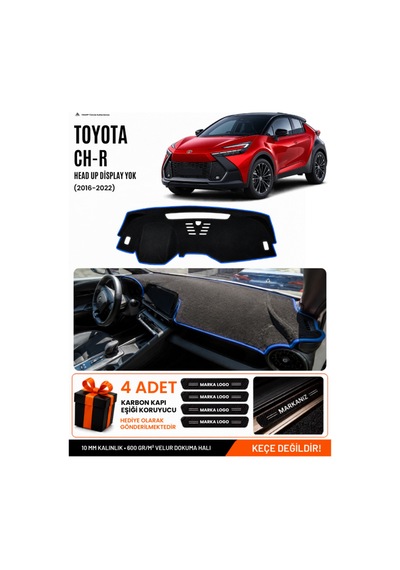 Toyota Chr Head Up Display Yok 2024-2026 Uyumlu Torpido Örtüsü - Siyah Mavi