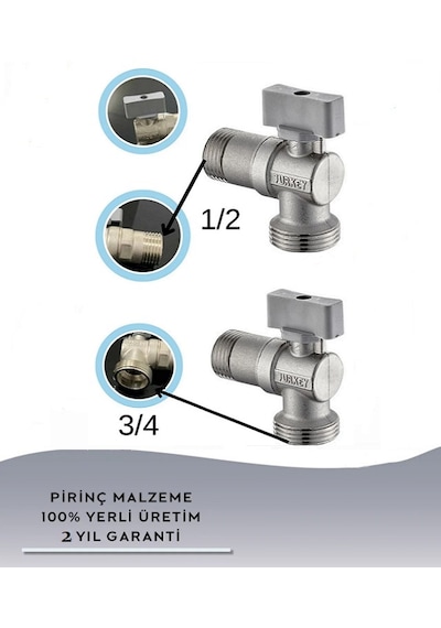 Küresel Çamaşır, Bulaşık Makina Musluğu - %100 Prinç Gri