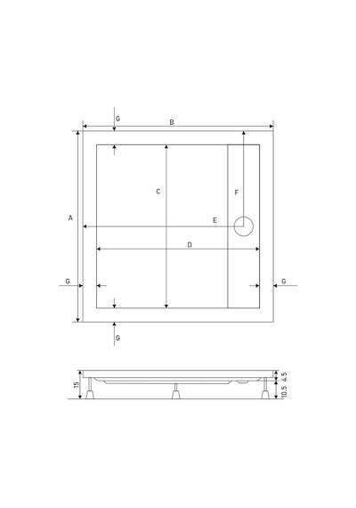 Shower 90x90 Drop Kare Panelli Duş Teknesi