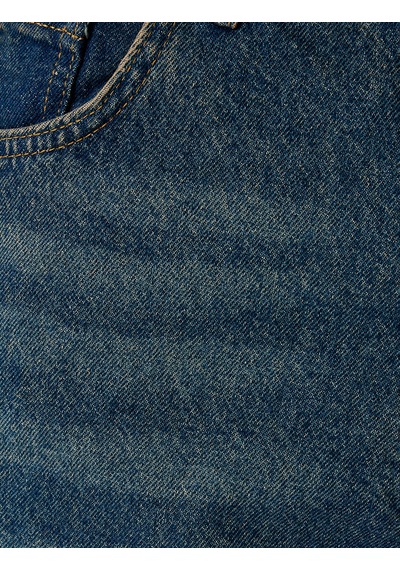 Koton Normal Bel Pamuklu Bol Baggy Jean Pantolon Petrol 5sam40038nd Petrol
