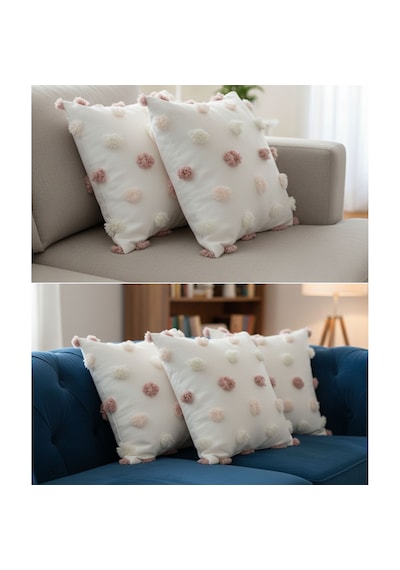 Premium Dokulu Dekoratif Kırlent Kılıfı 45x45 Cm Kabartmalı Desenli, Yüksek Kalite Kumaş Açık Pembe