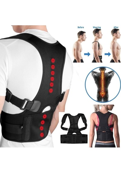 Unisex Duruş Düzeltici Manyetik Kamburluk  Bel Sırt Omuz Dik Duruş Korsesi Standart