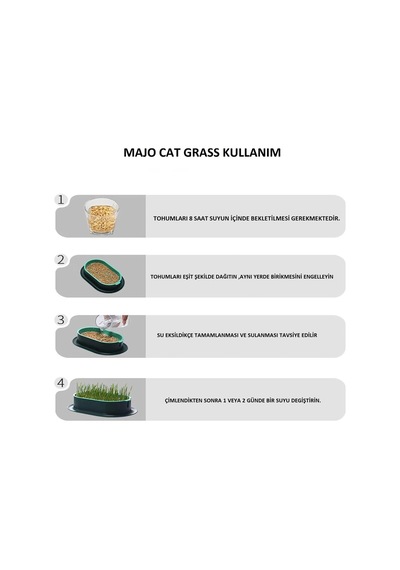 Özel Plastik Kâseli %100 Doğal Fileli Kedi Çimi Tüy Yumağı Önleyici
