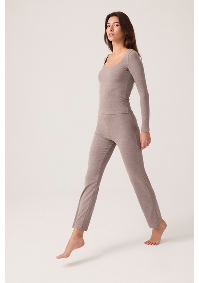 Los Ojos X Ece Vizon Modal Kumaşlı Uzun Kollu Eşofmanlı Pijama Takımı Ribbed Pj2 Vizon Vizon