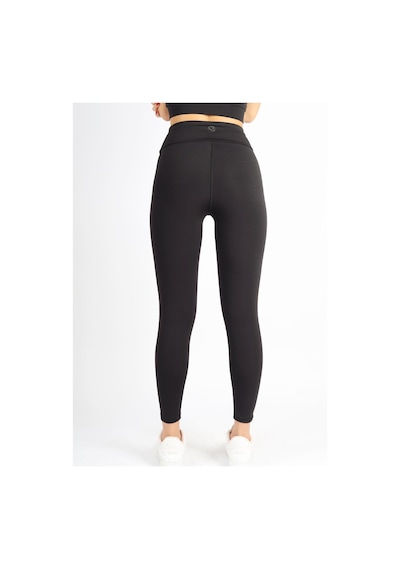 Soft&Basic Siyah Polyester Paçası Tül Detaylı Yüksek Bel Tayt Siyah