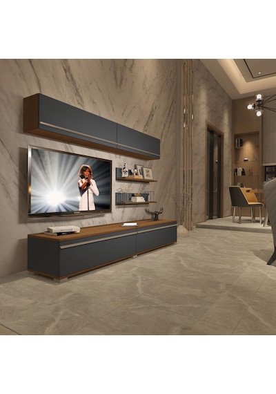 Decoraktiv Eko 5 Mdf Std Tv Ünitesi Tv Sehpası Ceviz - Antrasit
