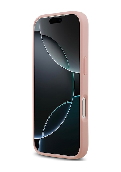 Apple Uyumlu iPhone 17 Pro Kılıf Guess Lisanslı Taşlı Arka Yüzey Üçgen Logolu Kapak Pembe