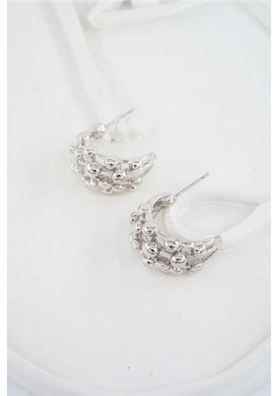 Kadın Özel Tasarım 2 Cm Bubble Küpe - Gümüş