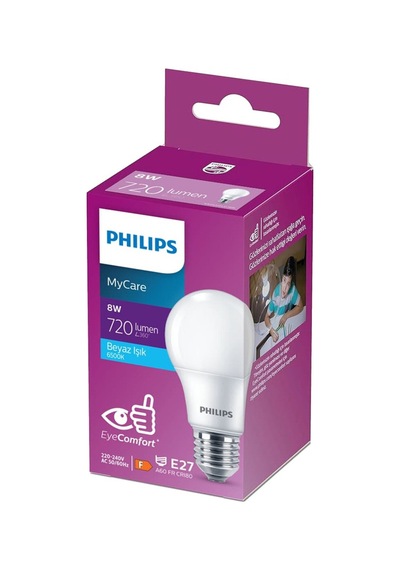 Philips Led Ampul 8w E27 6500k Beyaz Işık - 7 Adet Tarı